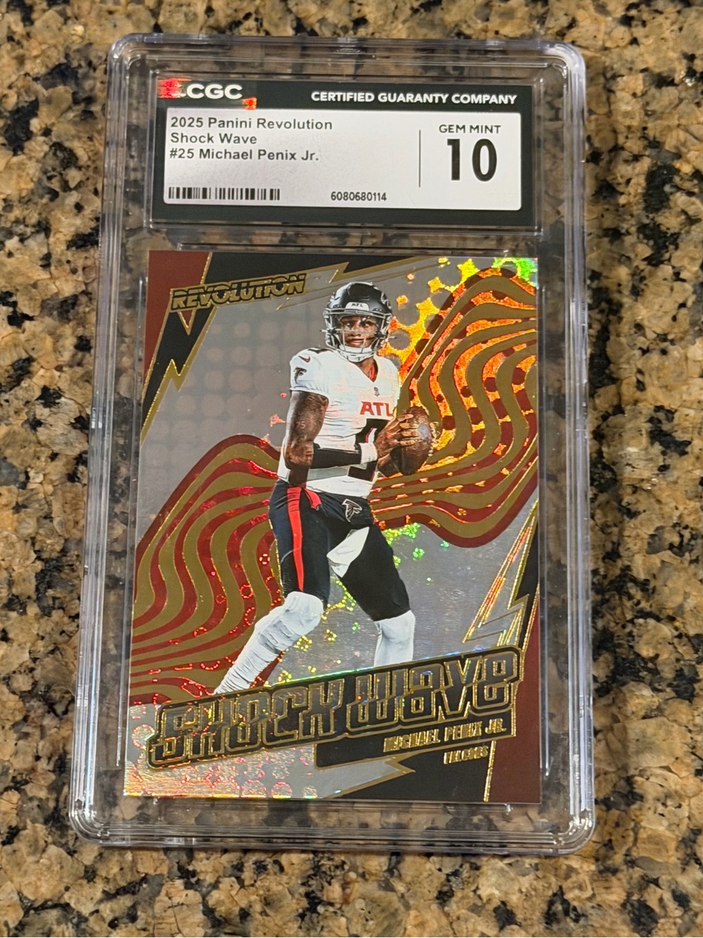 Graded 2025 Panini Revolution Shock Wave Michael Penix Jr. – Gold/Red